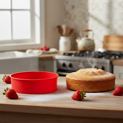 moule rond silicone avec gâteau 
