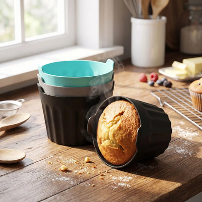 moule rond silicone sur table cuisine bois rustique