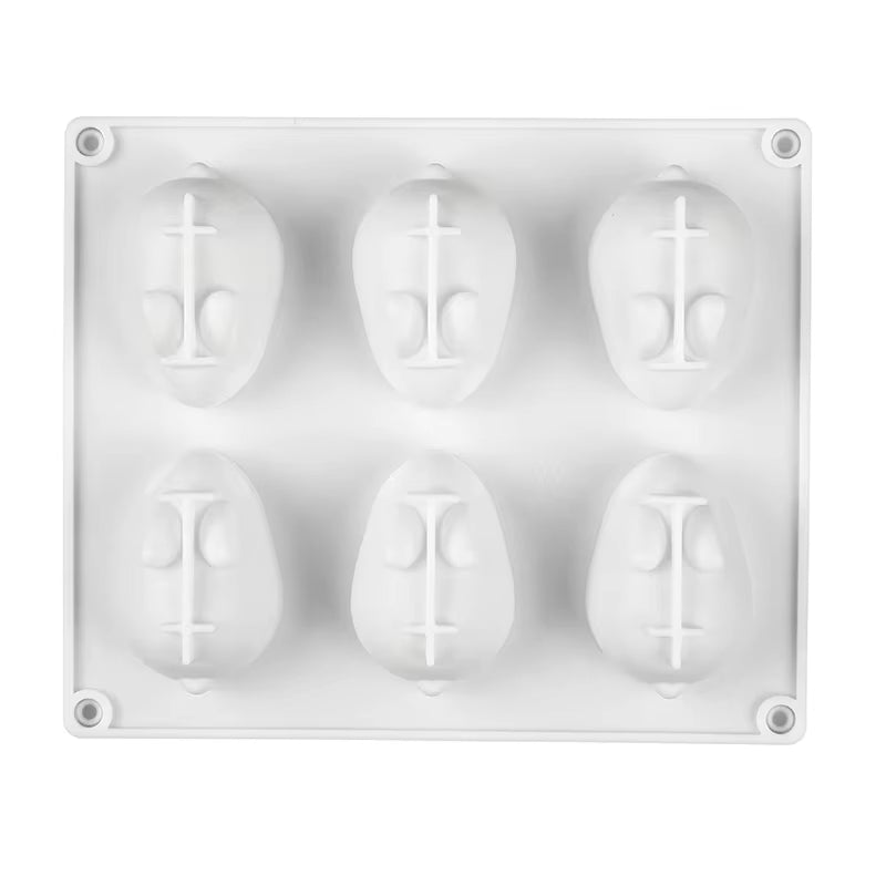 Moule silicone animaux 3d lapin 6 cavités vue dessus