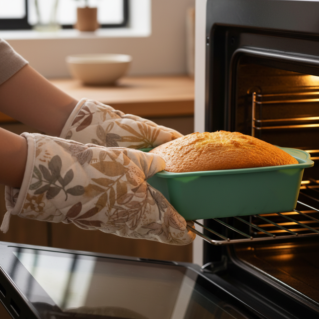 Moule Silicone Carré sorti du four avec gâteau 