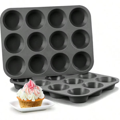 Moule silicone pour cupcake noir avec muffin décoré rose
