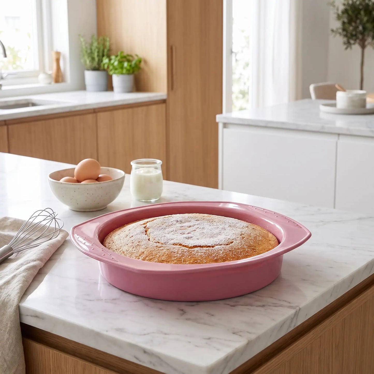 Moule silicone rond sur table cuisine marbre