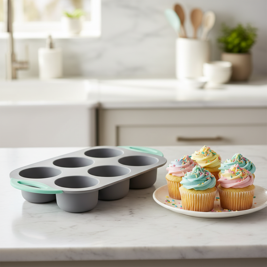 Moules Cupcakes Silicone et cupcakes glacés dans cuisine