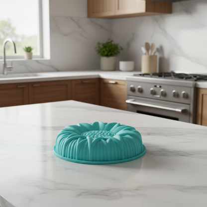 Moule Fleur en Silicone posé sur plan de travail cuisine