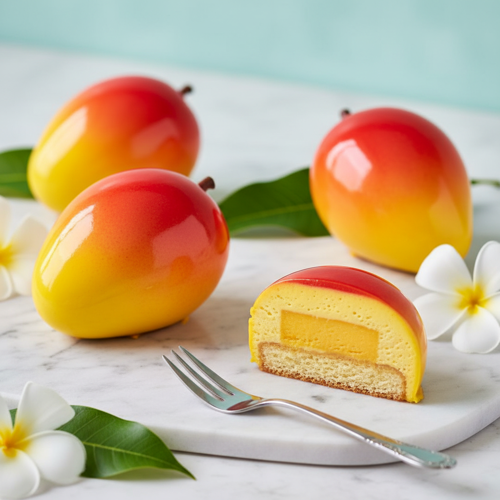Moule silicone fruit 3d mangue résultat desserts ultra-réalistes