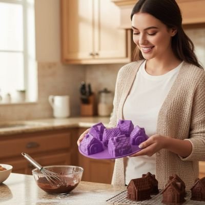 Moule Trompe l'Œil - 6 Maisons 3D 25 cm | HouseMold™ - Mon Rayon Pâtisserie