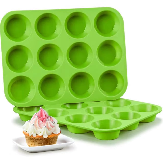 Moules à muffin en silicone vert 12 cavités 