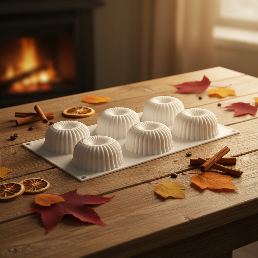 Moules a entremet sur table bois décoré style automne 