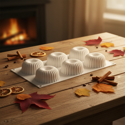 Moules a entremet sur table bois décoré style automne 