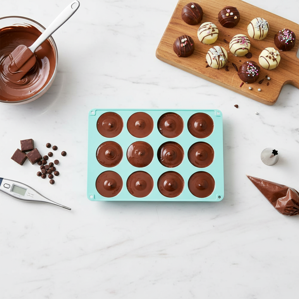 Moules à muffin cyan avec chocolats 