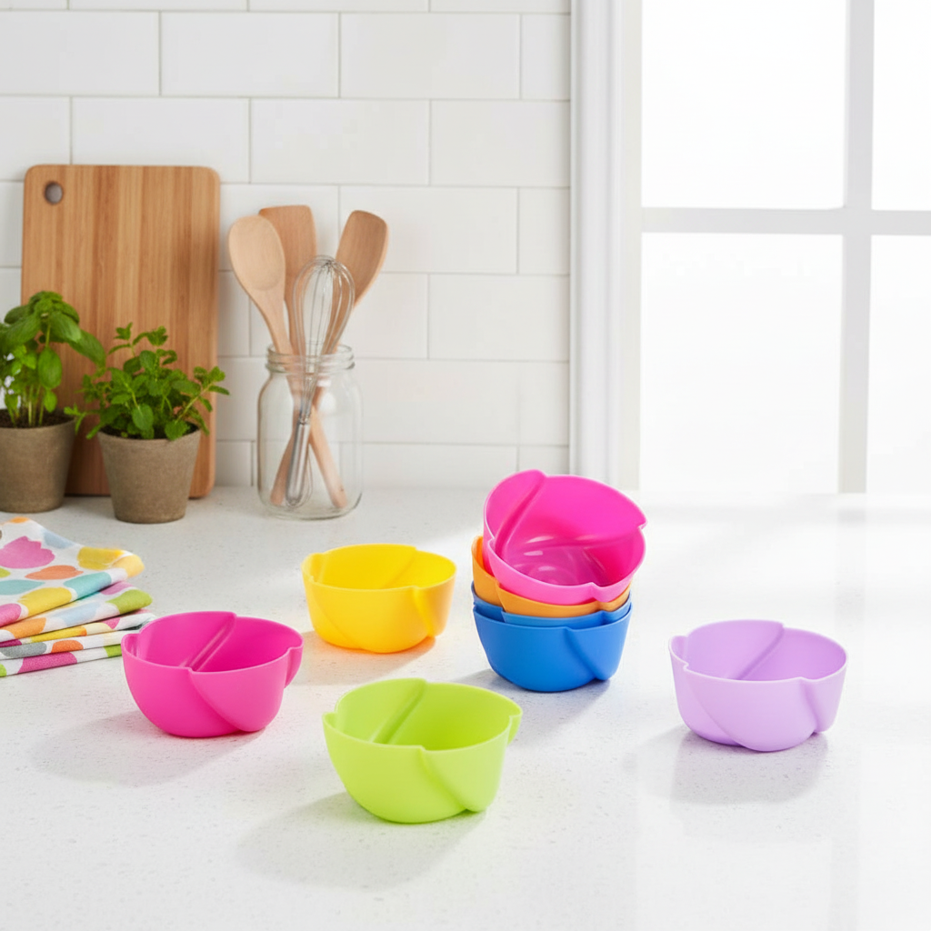Moules à muffin silicone sur table 