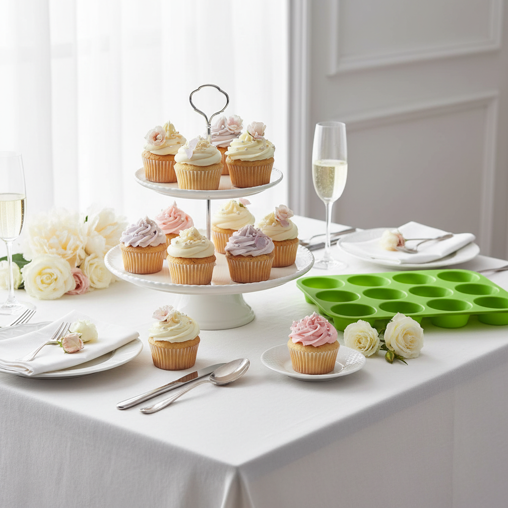 Moules à muffin en silicone vert occasions élégantes cupcakes sophistiqués