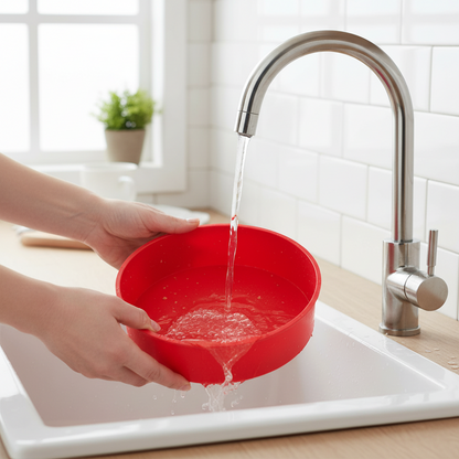 nettoyage moule rond silicone eau courante