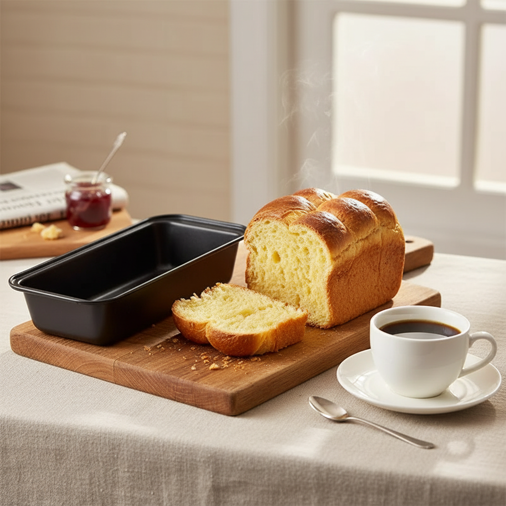 moule a brioche avec brioche sur table 
