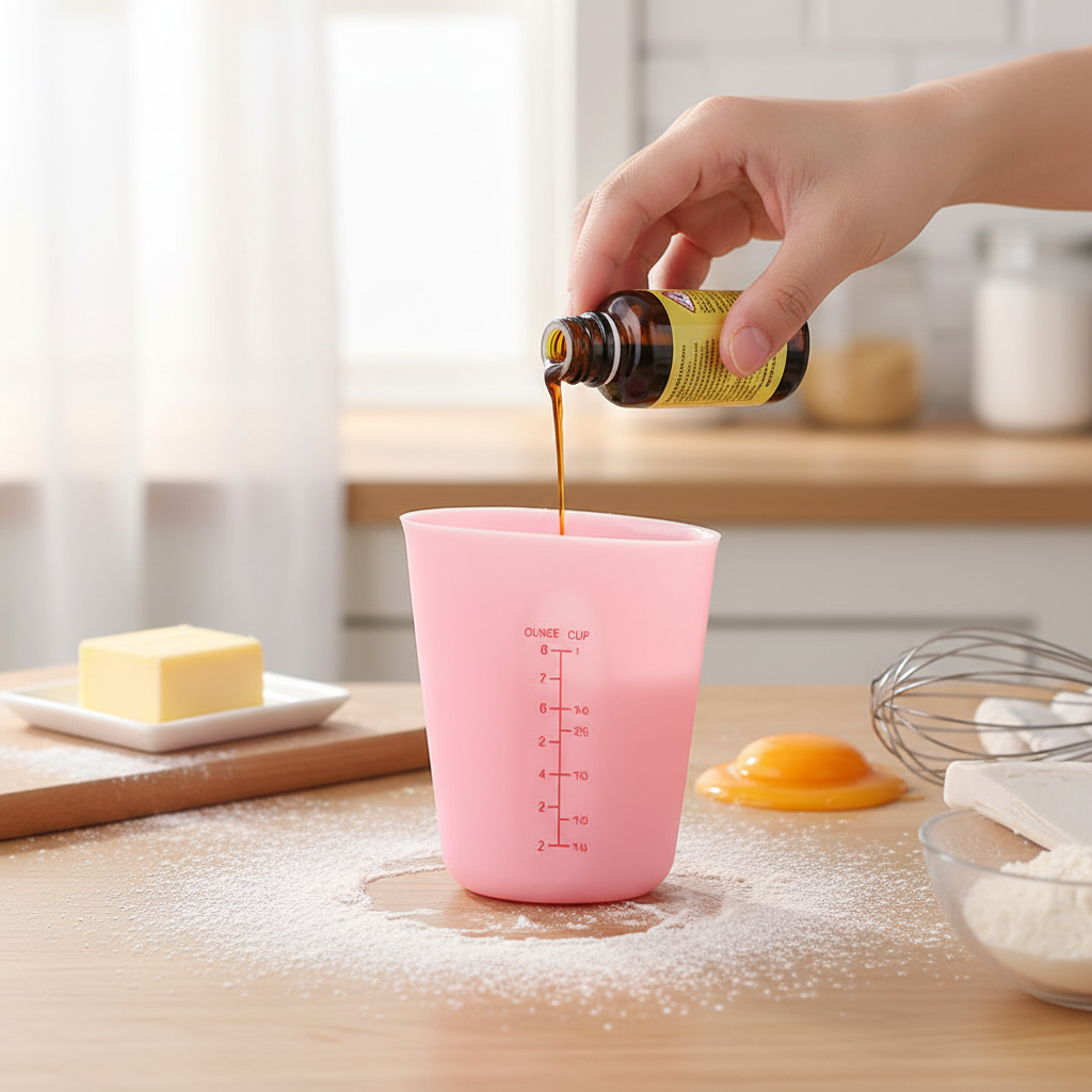 Mains verse vanille dans Verre mesureur Rose 125ml