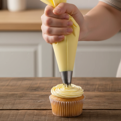 Décoration cupcake avec Poche à douille réutilisable jaune   