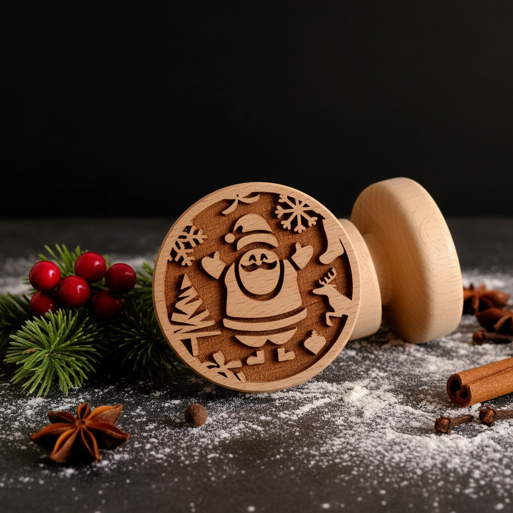 Emporte pièce noël Givré™ père noël sur table noir 