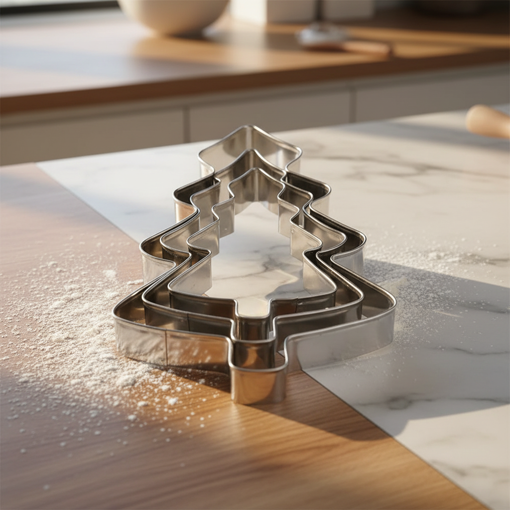 Emporte pieces noel assemblé sur table cuisine