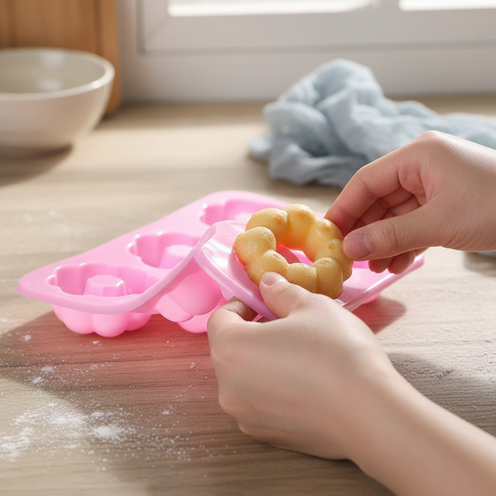 Démoulage donuts dans Moule pour Donuts rose