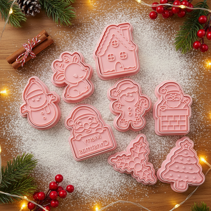 Set 8 emporte pièce noel FETECREA™ roses ambiance Noël