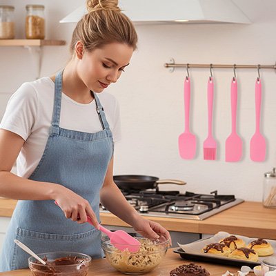 Ensemble 6 spatules cuisine silicone colorées pastel