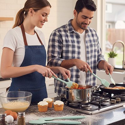 Spatule cuisine silicone résistante chaleur ustensile professionnel