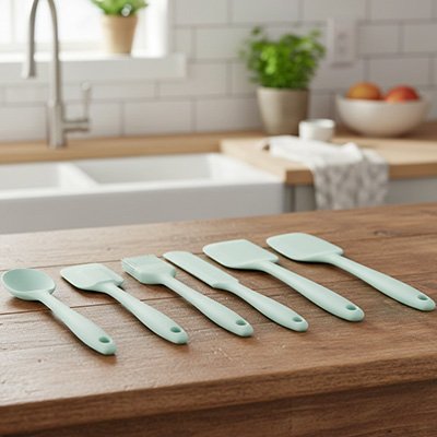 Spatule silicone antiadhésive rose vert cuisine pâtisserie