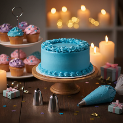 Cake bleu décoré avec Douille professionnelle
