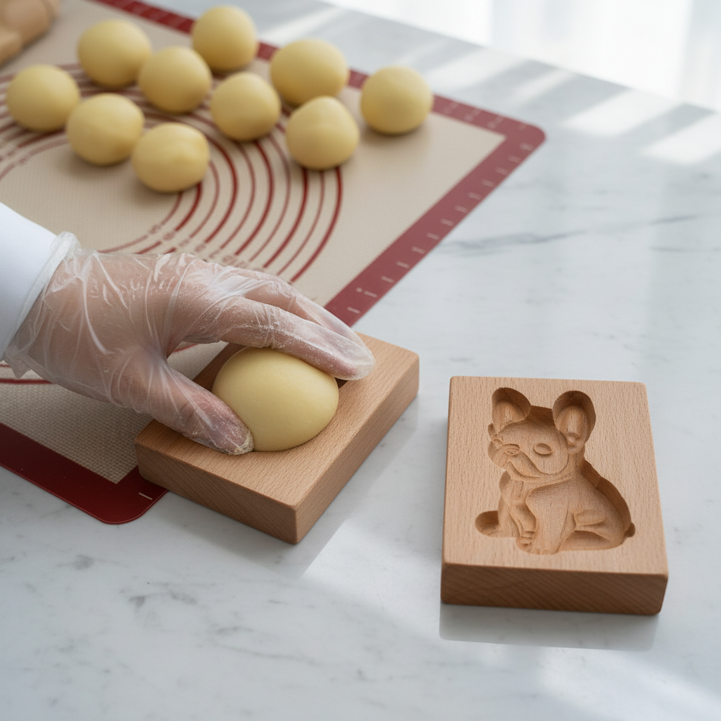Emporte-pièce pâtisserie avec étalement pâte biscuit