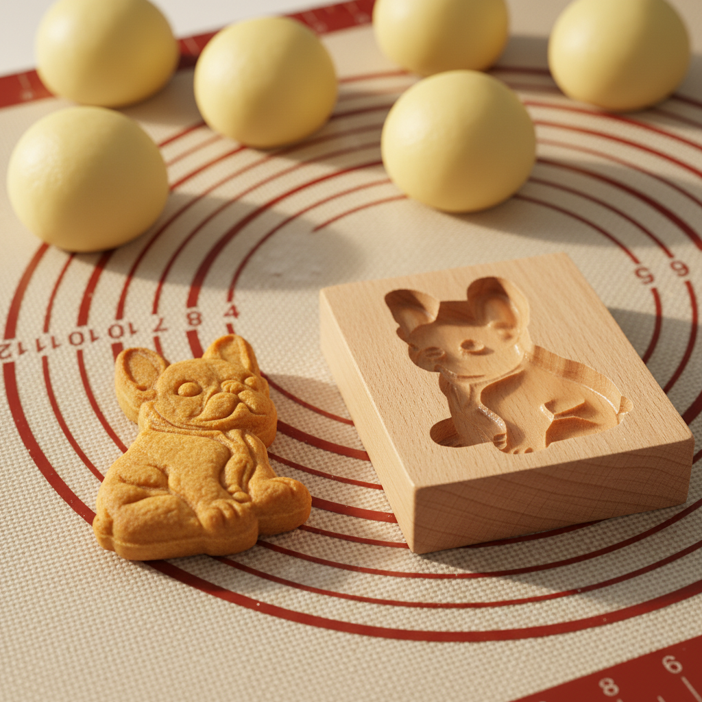 Emporte-pièce pâtisserie bois bulldog et biscuit