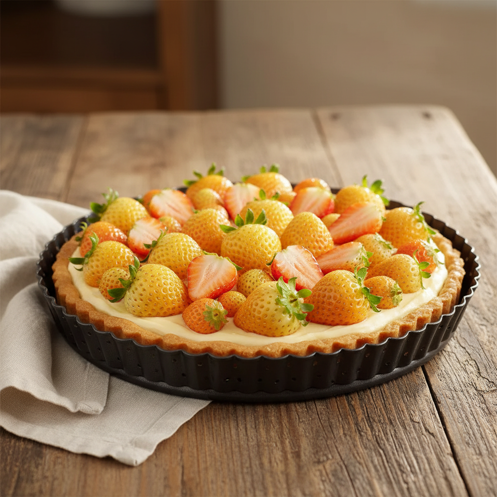Tarte aux fraises dans Moule tarte fond amovible