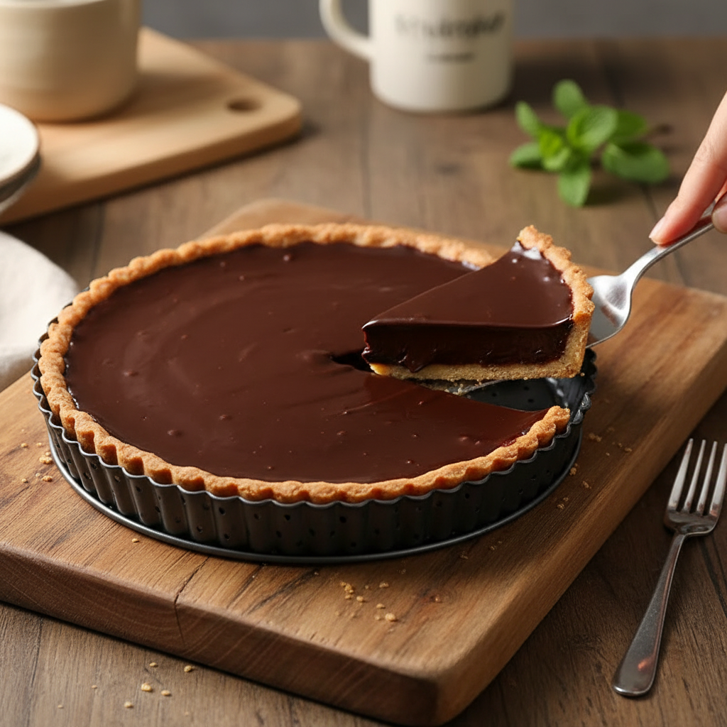 Tarte chocolat dans Moule à tarte fond amovible