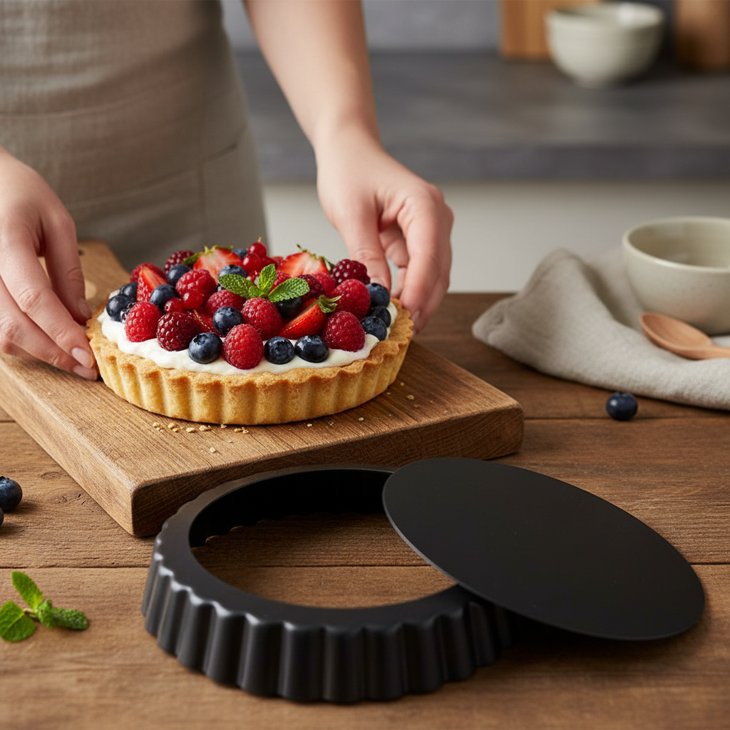 Tarte fruits et Moule à tarte professionnel dans cuisine