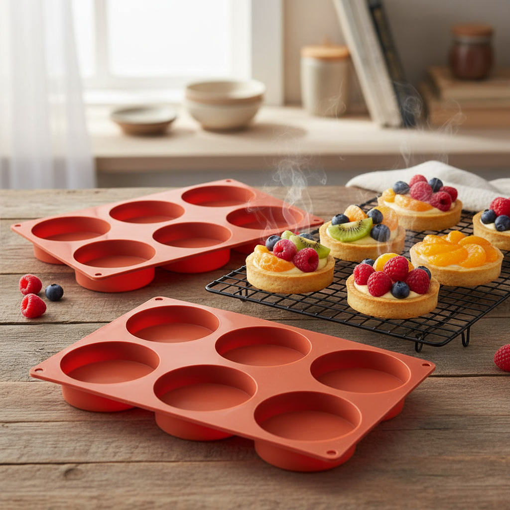 Moule en silicone rond 6 cavités tartelettes dorées résultats