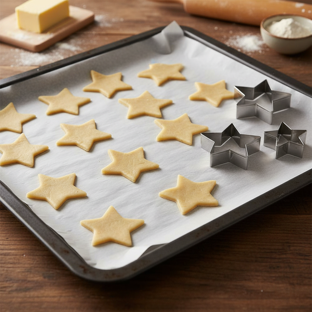 Emporte Piece Etoile avec biscuit sur plaque cuisson 