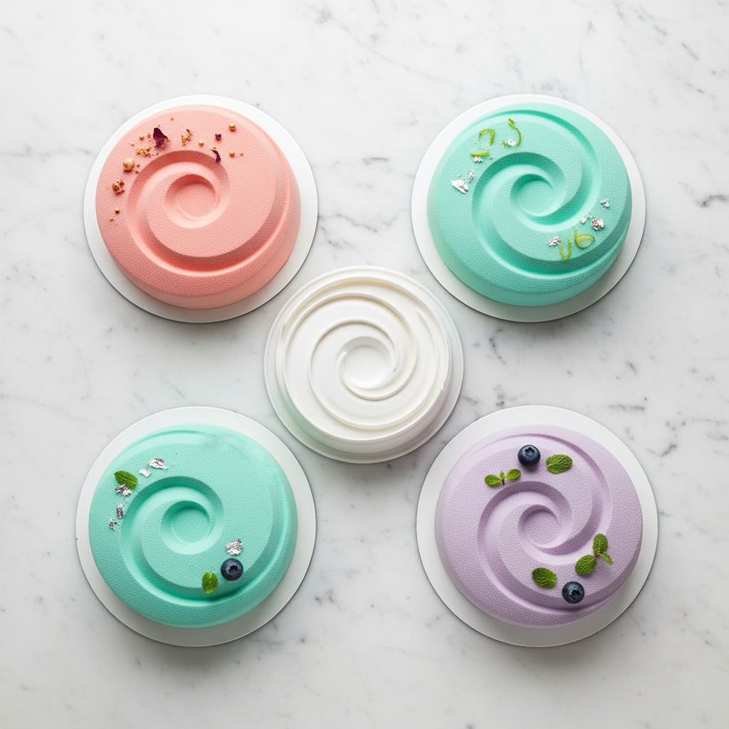 Moule entremet silicone polyvalent rose turquoise lavande pastel