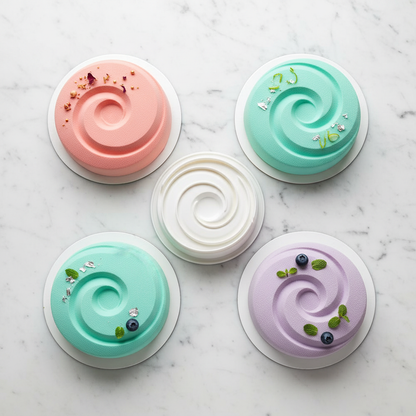 Moule entremet silicone polyvalent rose turquoise lavande pastel