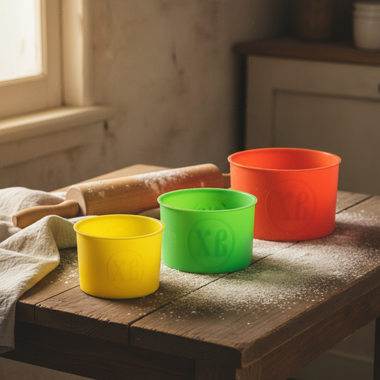 Moule Rond Silicone sur table bois foncé