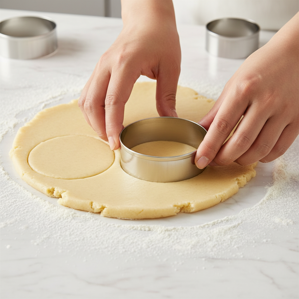 Utilisation Emporte pièce rond découpe sur pâte biscuits