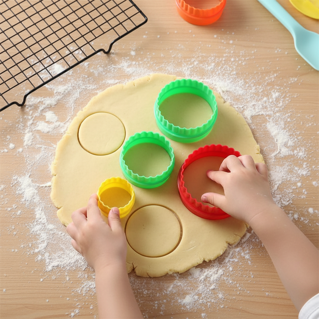Utilisation Emporte pièces ronds multicolores sur pâte