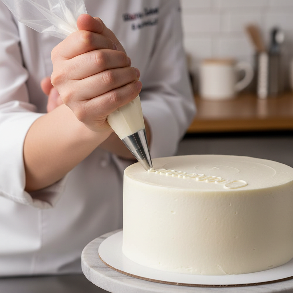 Utilisation Douille pâtisserie professionnelle pour écrire sur cake