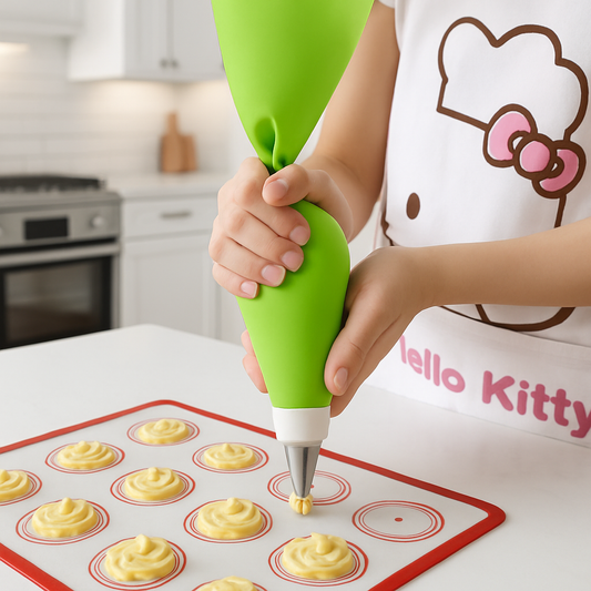 utilisation poche a douille vert sur tapis cuisson