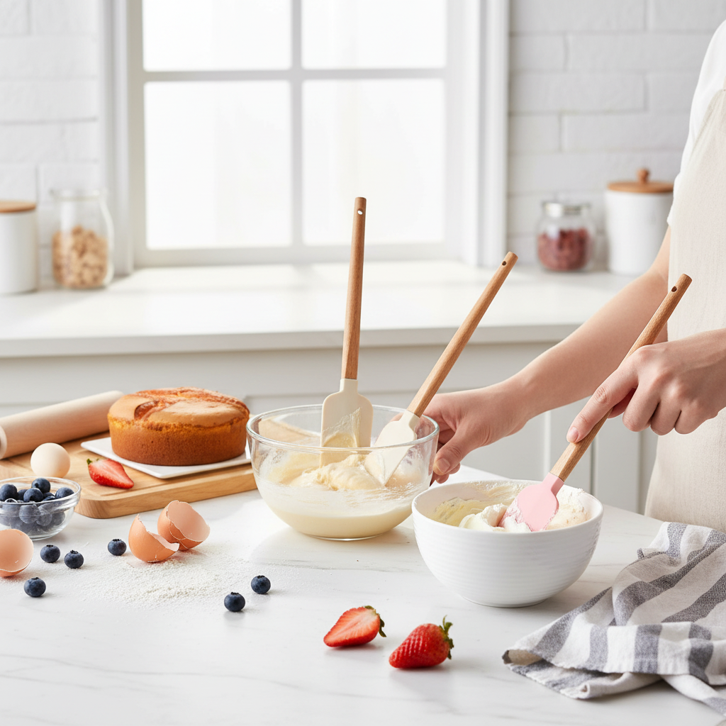 Mélange préparation pâtisserie avec Spatule patisserie