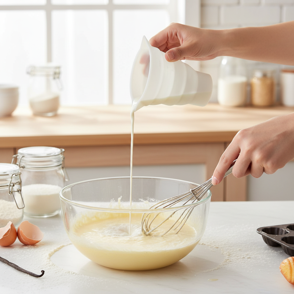 Versement Verre mesureur 100ml dans bol 