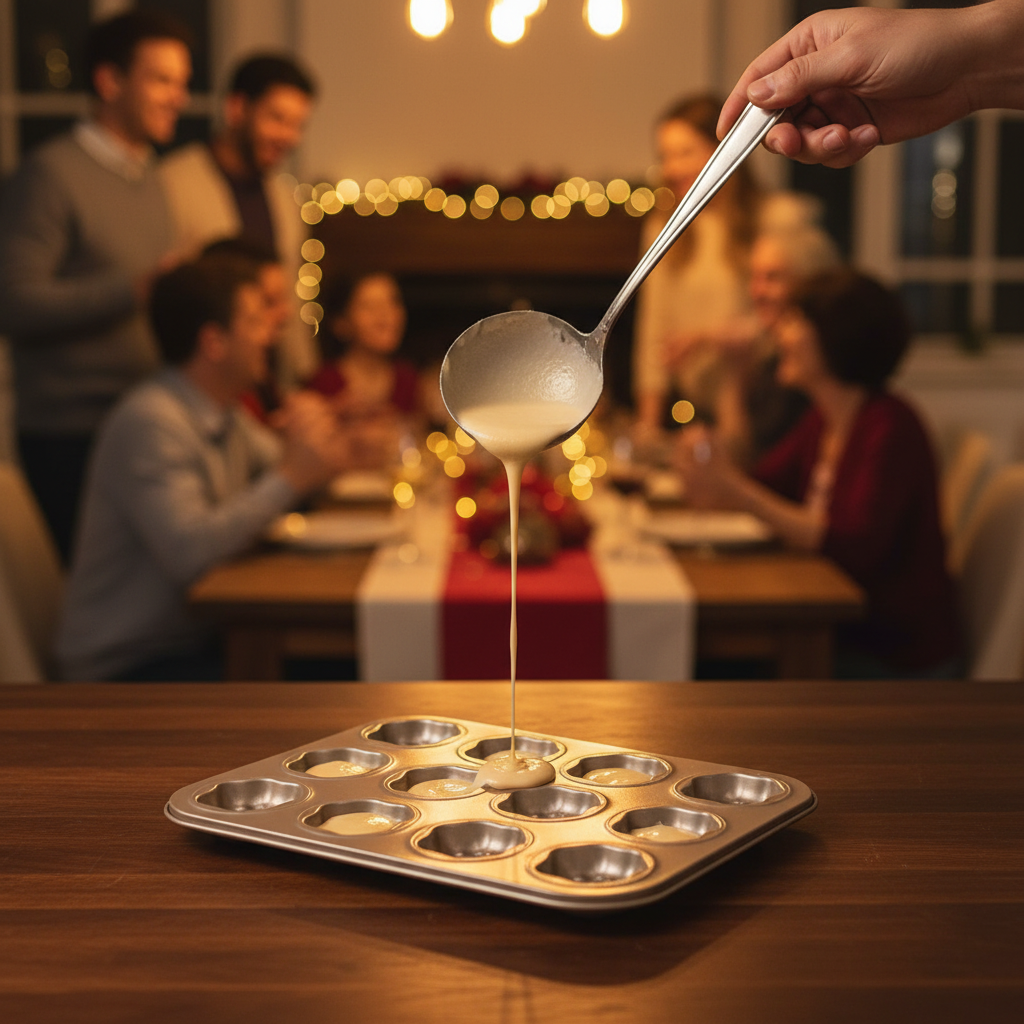 Remplissage Moule a gateau original 12 cavités sur table bois 