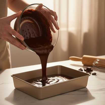 Versement préparation pâtissière dans Moule à gâteau rectangulaire taille M