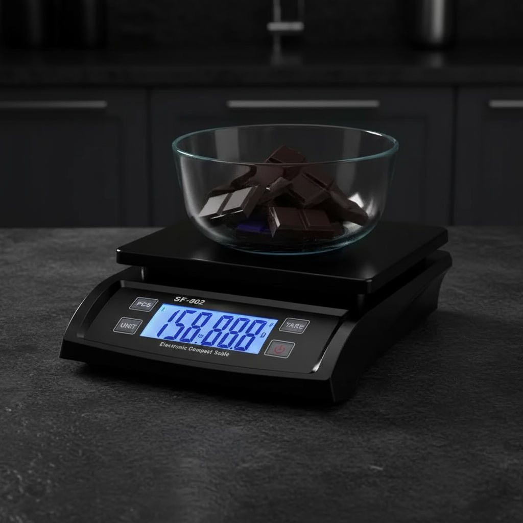 Pesée chocolat noir avec Balance pour patisserie version noir 