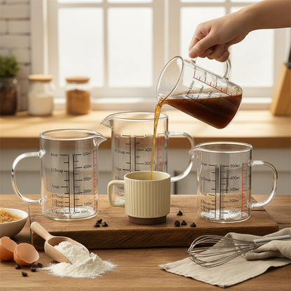 Set 4 Verre doseur en verre dans cuisine