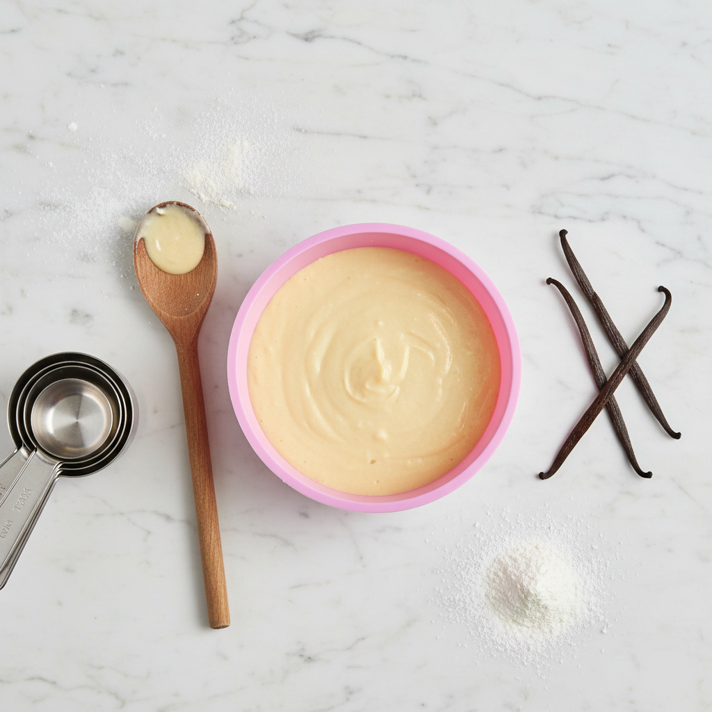 Moule silicone rond rose 20cm rempli pâte vue aérienne