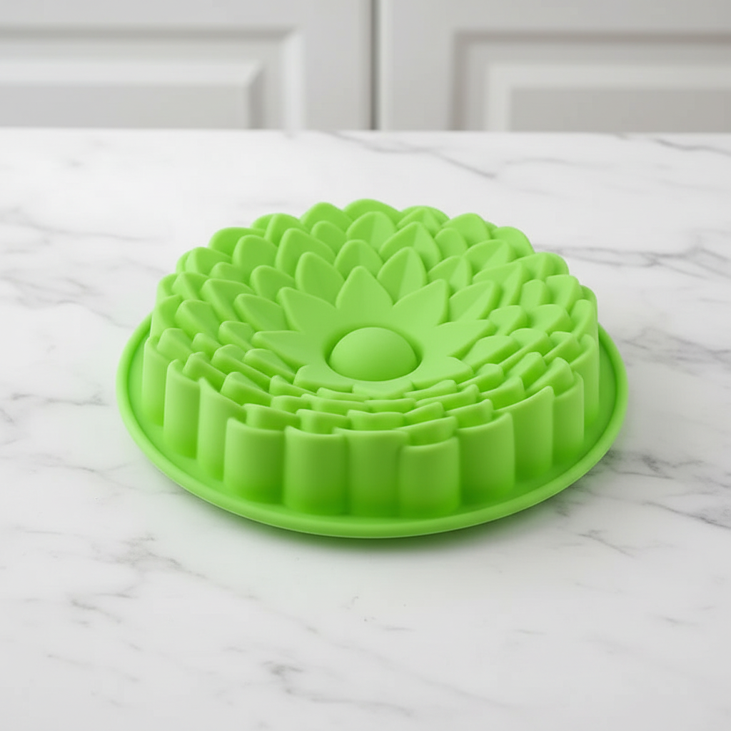 Moule silicone fleur sur table cuisine marbre